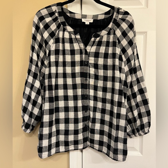 Beach Lunch Lounge black and white buffalo plaid shirt. Size L. - Picture 1 of 5
